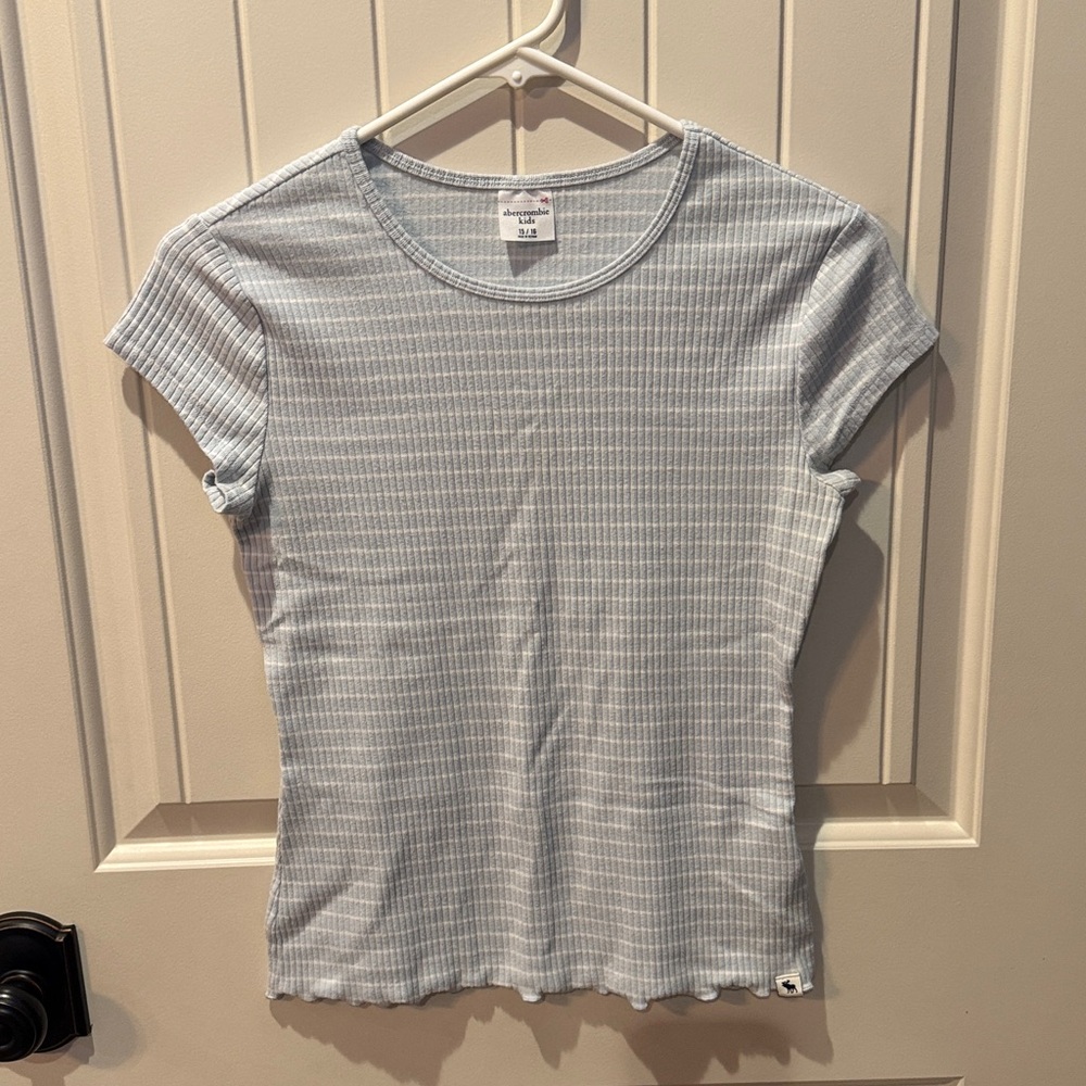 abercrombie kids Light Blue Striped Ribbed Short Sleeve Baby Tee